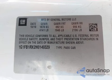 2017 Chevrolet Camaro 1Lt from USA, damaged, VIN 1G1FB1RX2H0149329